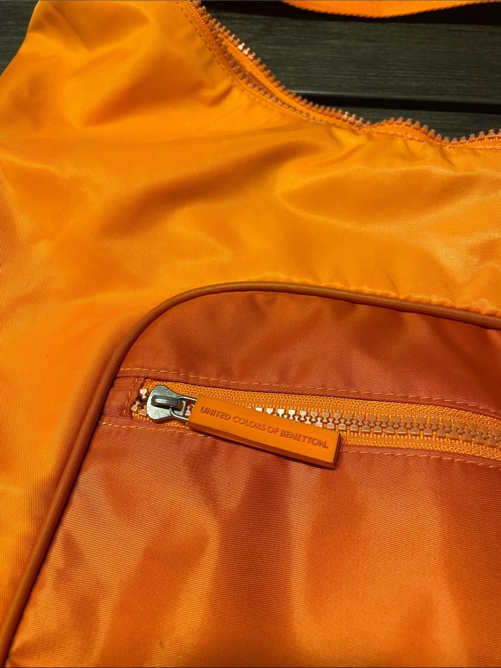 United Colors Of Benetton Orange Nylon Hobo Satchel
